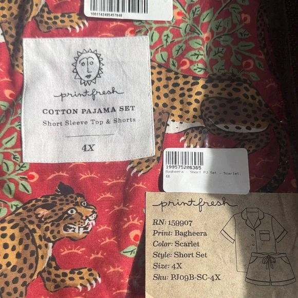 NWT $148 PRINTFRESH Hot Pink Organic Cotton Short PJ Set Bagheera Print Sz 4X - Picture 6 of 8